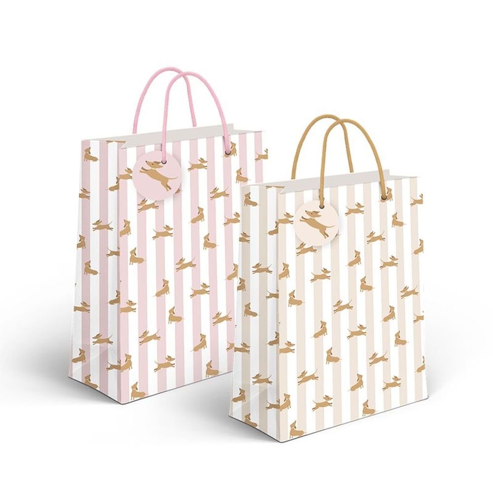 Bolsa papel Teckel surtidas 23x10x18cm, pack 12 uds