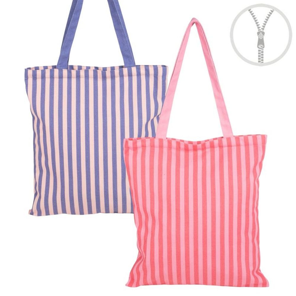 Bolsa Algodón con Cremallera Rayas Multicolor Surtidos DCASA