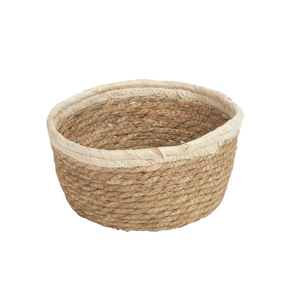 Cesta redonda 20 cm bicolor natural DCASA