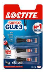 ✅ PEGAMENTO SUPER GLUE 3 1GRS MINI TRIO BLISTER 3 UNIDADES