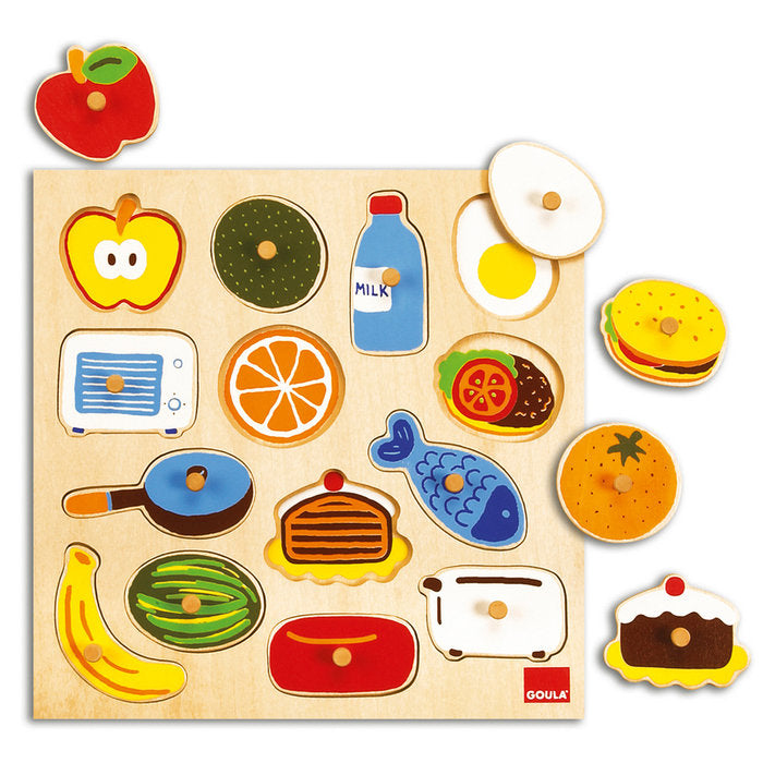 PUZZLE ENCAJABLE DE MADERA ALIMENTOS | GOULA | 1 UNIDAD | 8410446530245 Imagen principal del producto