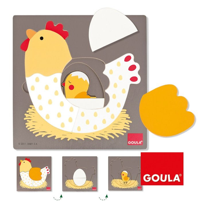 PUZZLE GALLINA 3 NIVELES | GOULA | 1 UNIDAD | 8410446530276