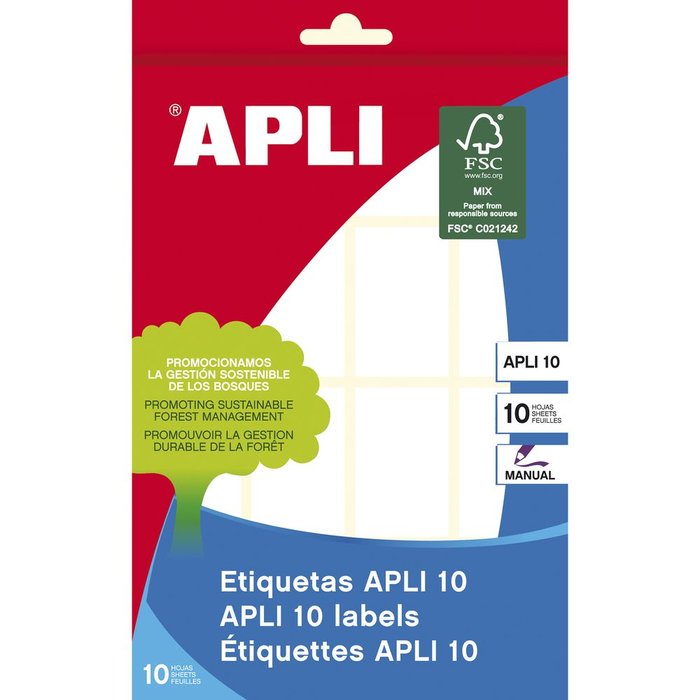 ETIQUETA BLANCA 25X40 10H APLI 1646 | 10 UNIDADES | (APLI)