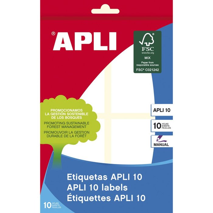 ETIQUETAS BLANCAS 40X75 BLISTER 10 HOJAS | 10 UNIDADES | (APLI) Imagen principal del producto