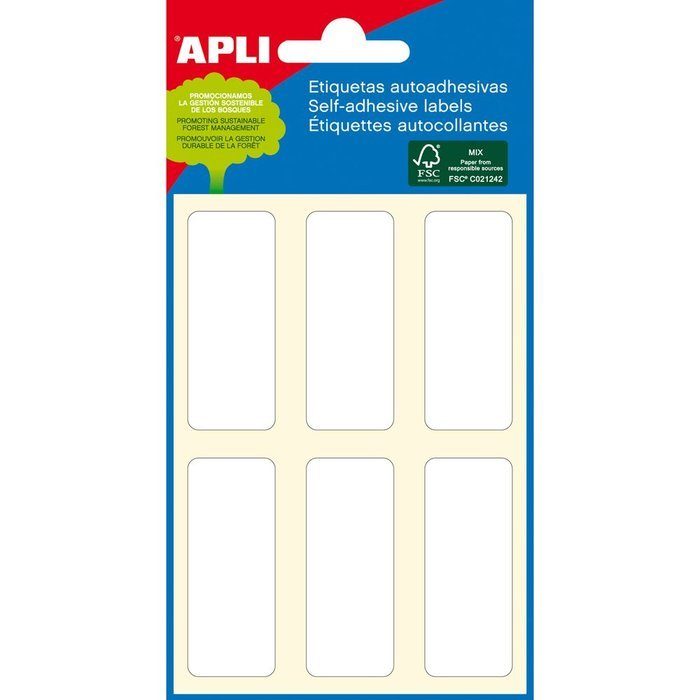 Etiquetas minibolsa blancas 20x50 mm Apli, pack 10