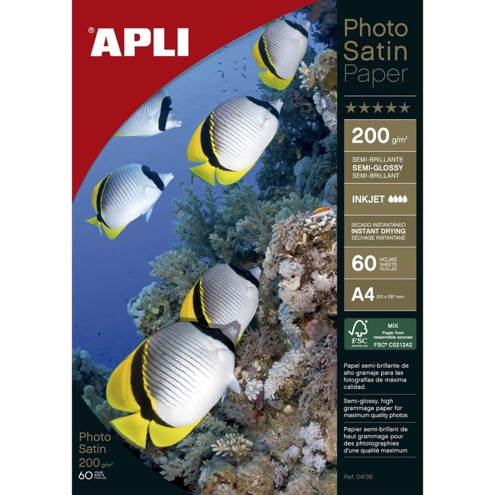 Papel Photo Satinado 175 g Apli Pack 50 hojas