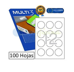ETIQUETAS ADHESIVAS MULTI3 10489 Ø60 CAJA 100 HOJAS | 1 UNIDADES | (APLI)