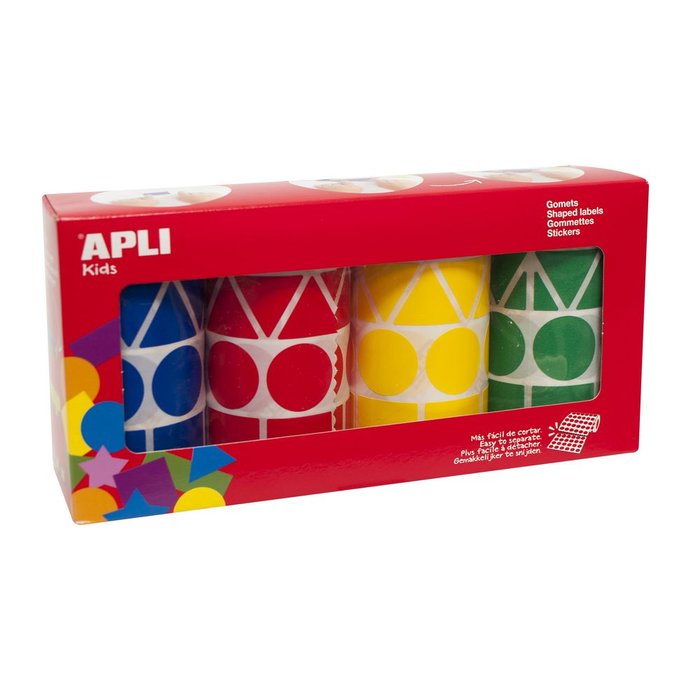 ROLLOS DE GOMETS FIGURAS GEOMETRICAS XL SURTIDOS 4 UNIDADES | 1 UNIDADES | (APLI)