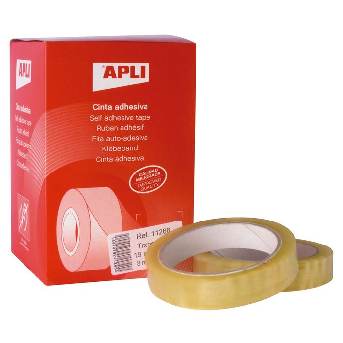 CINTA ADHESIVA TRANSPARENTE 19X66 APLI | 8 UNIDADES | (APLI) Imagen principal del producto