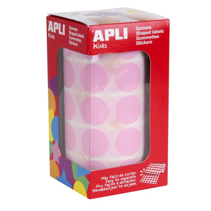 Gomets redondo Rollo 20 Rosa Apli Imagen principal del producto