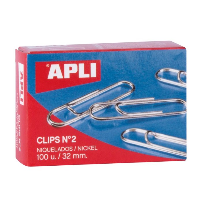 CLIPS NIQUELADOS N 2 32MM 100U | 10 UNIDADES | (APLI) Imagen principal del producto