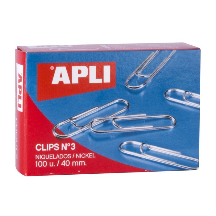 CLIPS NIQUELADOS N 3 40MM 100U | 10 UNIDADES | (APLI)