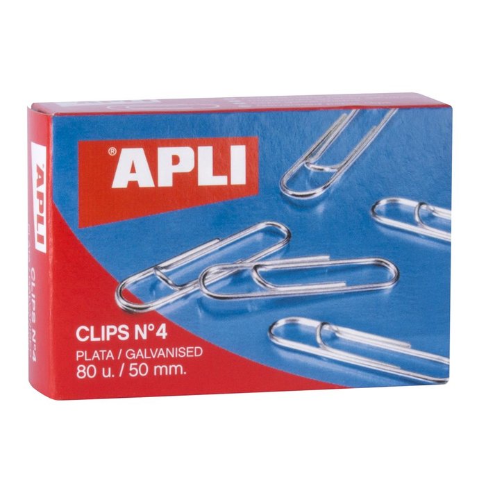 CLIPS PLATEADO APLI 4 50 MM 80 UNID | 10 UNIDADES | (APLI) Imagen principal del producto