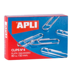 CLIPS PLATEADO APLI 4 50 MM 80 UNID | 10 UNIDADES | (APLI)