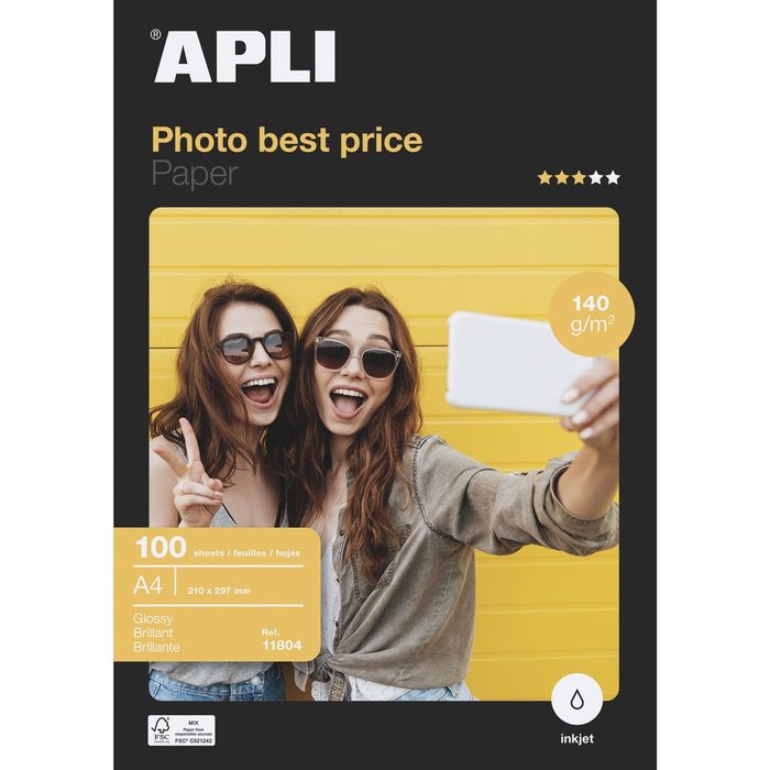 Papel fotográfico Bestprice A4 140 g 100 hojas brillo APLI Imagen principal del producto