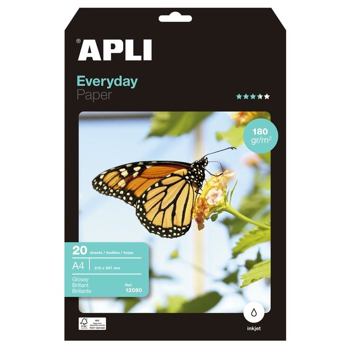 Papel fotográfico everyday A4 180 g 20 hojas APLI Imagen principal del producto