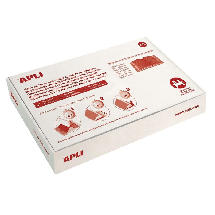 Forro libros ajustable PVC 280 mm APLI Pack 100 unidades