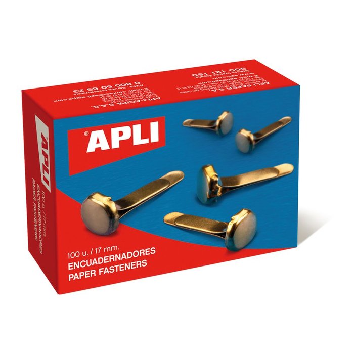 ENCUADERNADORES METALICOS SIN ARANDELA 12 MM 100 U | 10 UNIDADES | (APLI)