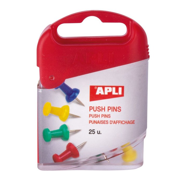 AGUJAS PUSH PINS COLORES SURTIDOS 25 U, | 1 UNIDADES | (APLI) Imagen principal del producto