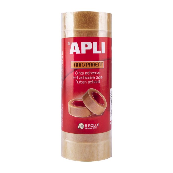 CINTA ADHESIVA TRANSPARENTE 19 MM X 33 M 8 U, | 1 UNIDADES | (APLI) Imagen principal del producto