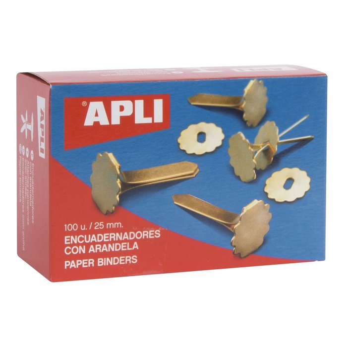 ENCUADERNADORES METALICOS CON ARANDELA 25 MM 100 U | 1 UNIDADES | (APLI)
