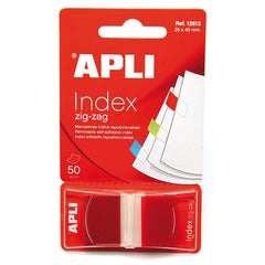 INDICES ROJOS 50 ADHESIVOS FILM ZIGZAG 45X25MM DISPENSADOR | 1 UNIDADES | (APLI)