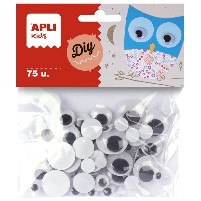 Ojos móviles negros redondos Apli Manualidades pack 75 unidades Imagen principal del producto