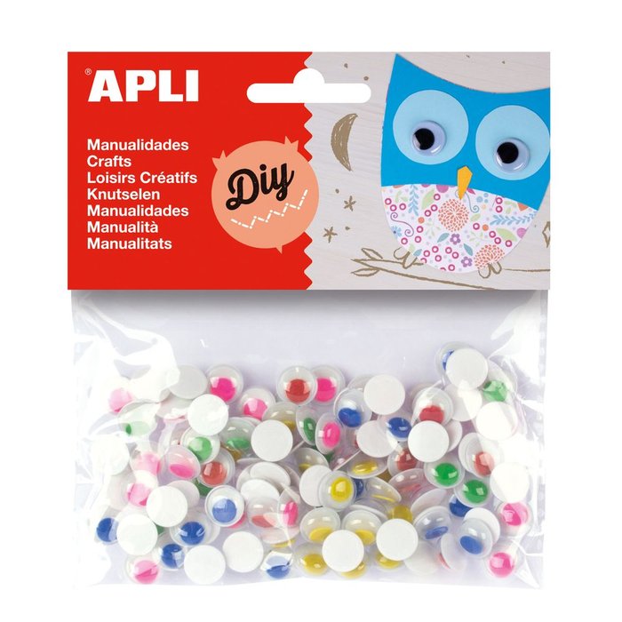Ojos Móviles Color Redondos Adhesivos Surtidos Apli Manualidades Pack 100 Imagen principal del producto