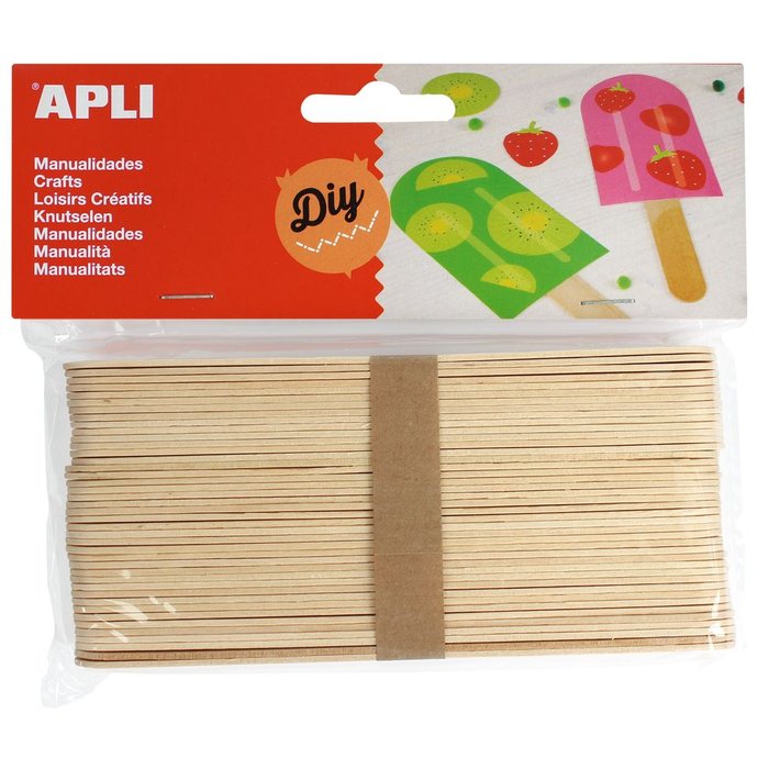Palos Polo 150x18 Jumbo de Madera Natural 40 Unidades Apli Manualidades