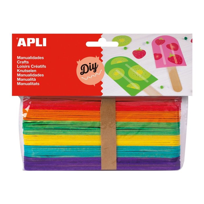 Palos Polo 150x18 Jumbo de Madera en Colores Surtidos Apli Manualidades Pack 40 Ud