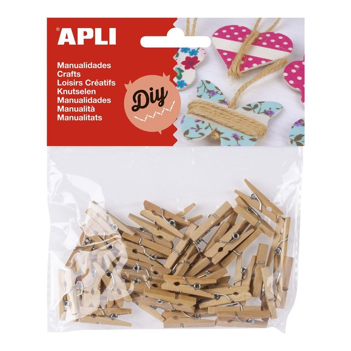 Mini Pinzas Madera Natural 45 Unidades Apli Manualidades Imagen principal del producto