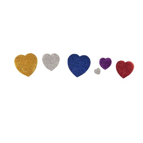 Corazones purpurina adhesivos goma EVA 50 unidades APLI