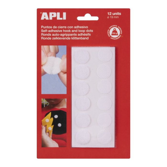 Discos Adhesivos Cierre Velcro 19 mm Apli Manualidades Pack 12 Uds