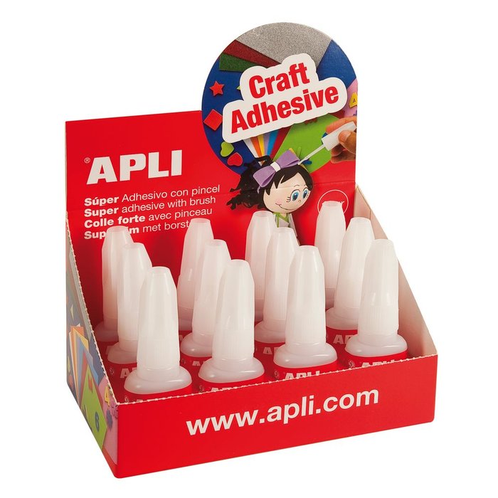 Super Adhesivo Instantáneo 10 g APLI con Pincel, Pack 12 ud