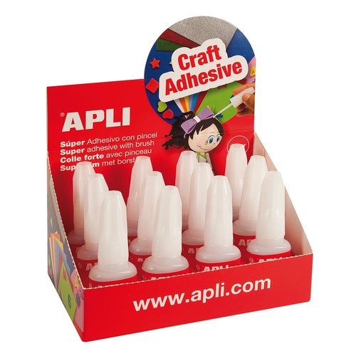 Super Adhesivo Instantáneo 10 g APLI con Pincel, Pack 12 ud