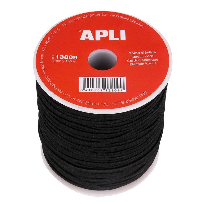 Cuerda Elástica Negra 2 mm x 100 m Apli Manualidades