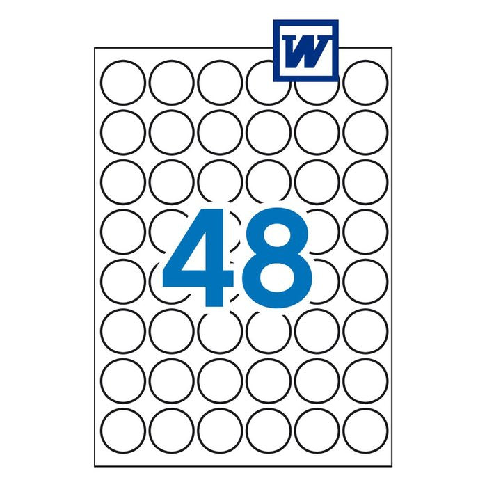 ETIQUETAS BLANCAS PERMANENTES Ø 30,0 MM 25 HOJAS | 1 UNIDADES | (APLI)
