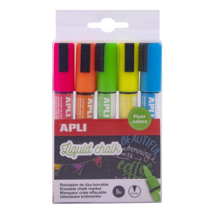 Rotuladores Tiza Liquida Punta Redonda 5,5 Mm Colores Surt, | Apli | Pack 1 Unidades