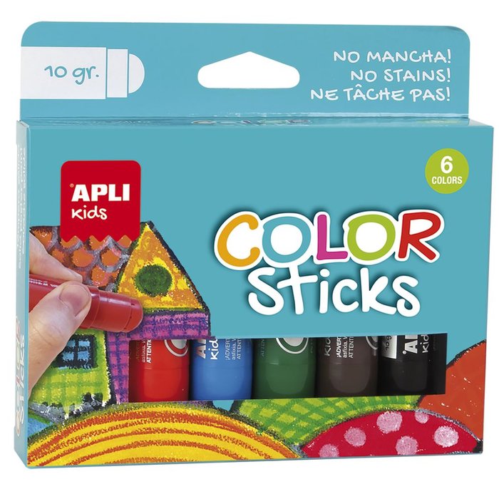 Color Sticks 10 g 6 Unidades Surtidas APLI JUEGOS Imagen principal del producto