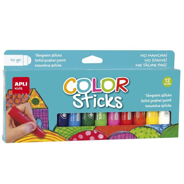TEMPERAS COLOR STICKS 10 G 12 UNIDADES | 1 UNIDADES | (APLI JUEGOS)