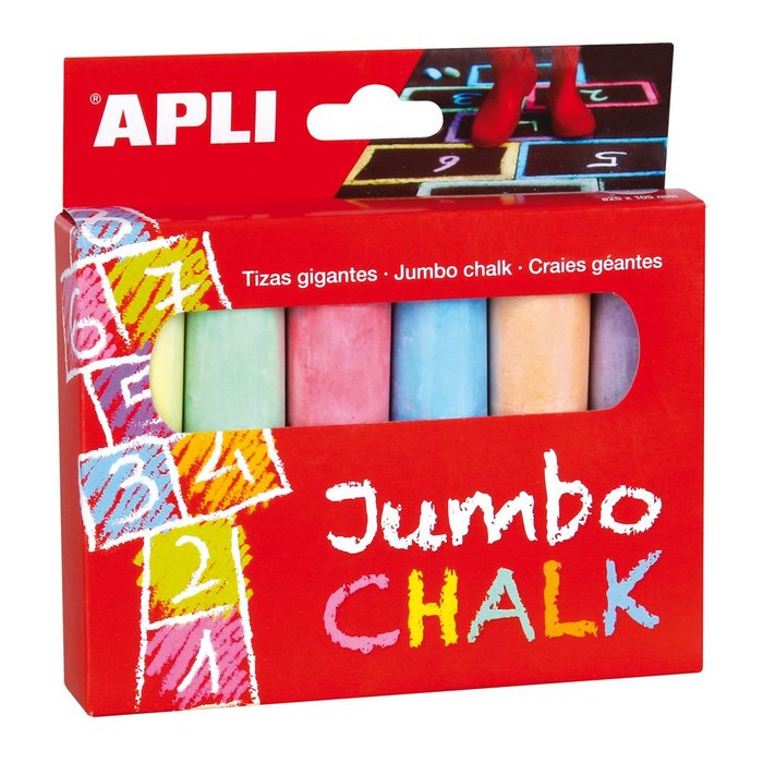 TIZA APLI JUMBO REDONDA 6 COLORES SURTIDOS | 12 UNIDADES | (APLI)