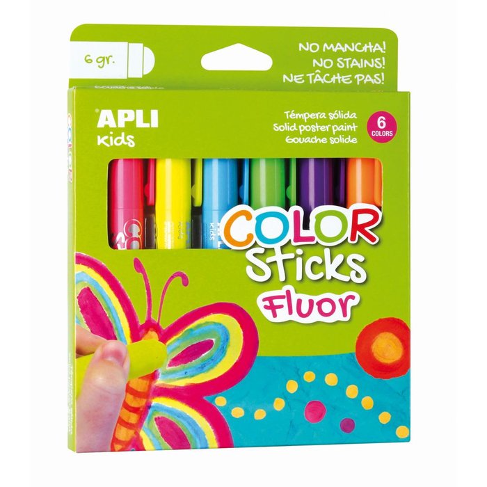 Color Sticks Fluorescente 6 G APLI Juegos Pack 6 Unidades Surtidas Imagen principal del producto