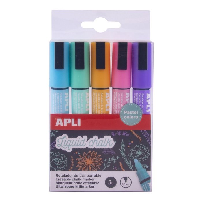 Rotuladores Tiza Liquida Punta Redonda 5,5 Mm Color Pastel | Apli | Pack 1 Unidades
