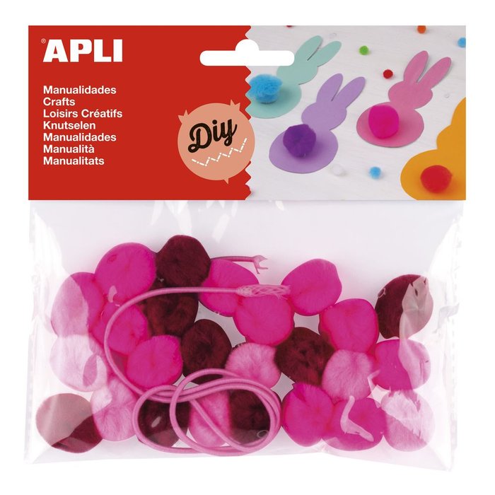 Bolsa 25 Pompones Rosa APLI KIDS para manualidades