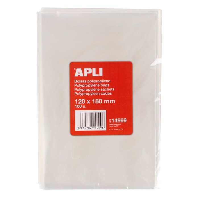 BOLSAS POLIPROPILENO 120 X 180 MM 100 U, | 1 UNIDADES | (APLI) Imagen principal del producto