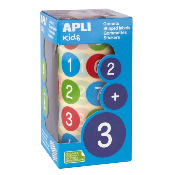 Gomets Numeros Redondos 20 mm Multicolores Apli Pack de 100 unidades Imagen principal del producto