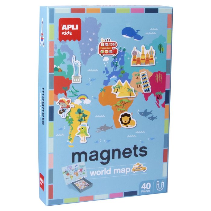 JUEGO MAGNETICO MAPA MUNDI 40 PIEZAS | APLI JUEGOS | 1 UNIDAD | 8410782164944