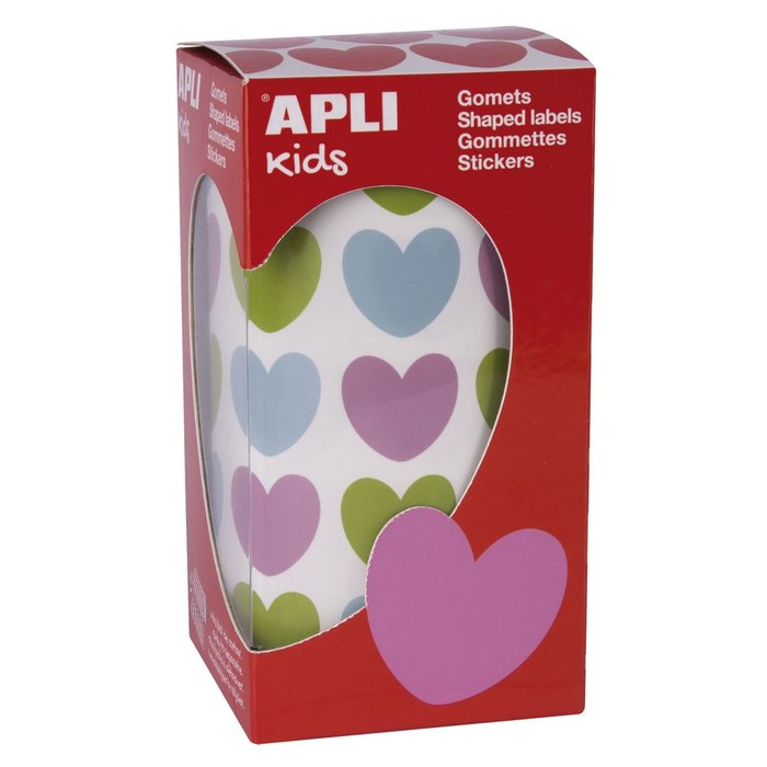 Gomets Corazón Multicolor APLI Pack 900 Uds