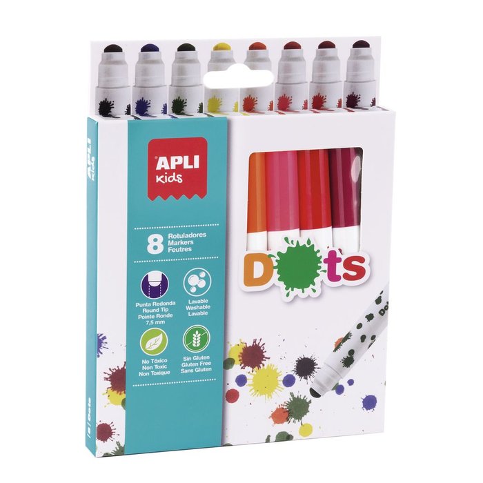Rotulador Dots 8 Unidades Surtidas | Apli | Pack 1 Unidades