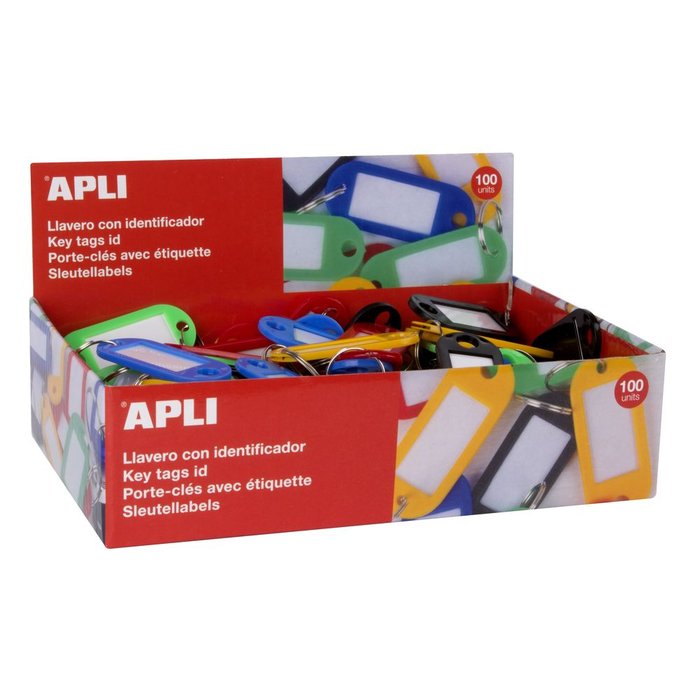 LLAVEROS DE COLORES SURTIDOS EN CAJA DE 100 UDS | APLI | ENVASE 100 UDS. UNIDAD | 8410782171324